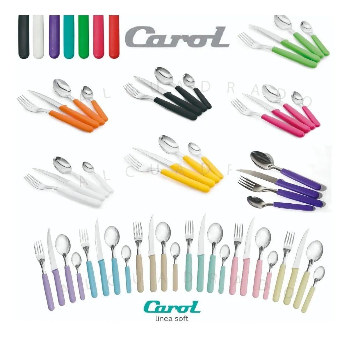CAROL CUBIERTOS 410 X24 PIEZAS EN BOLSA COLORES NORDICOS