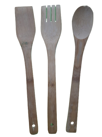 KT.UTENSILIOS X3 BAMBOO E/BOL KT5422         ESPATULAS CUCHARAS TENEDOR
