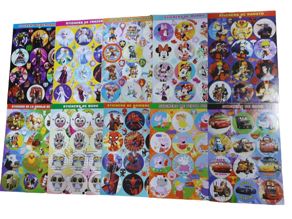 MAXI.STICKERS MOTIVOS TV PLANCHA X12 UNID.   ARGENTINA