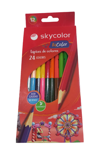 SKY LAPIZ BICOLOR LARGO X24 COLORES JJ10121-24 CAJA LAPICES