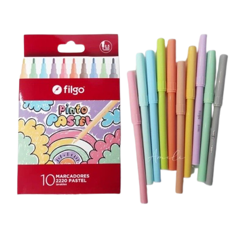 FILGO MARCADORES PASTEL X10U CM2220-E10-PAS FIBRAS FIBRONES COLORES