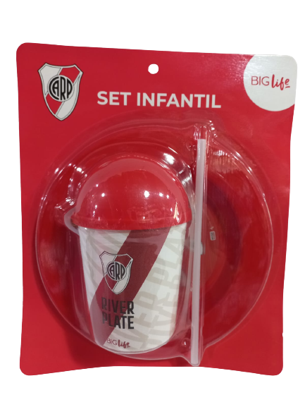 ORI.SET INFANTILES RIVER PLATE E/BL BSETINRIVE PLATOS + VASOS SORBITOS