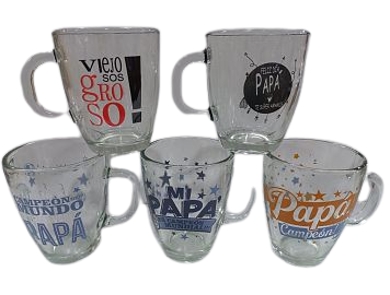 TAZAS AMANECER PAPA VIDRIO DECORADO 370ML    TAZON JARRO DIA DEL PADRE