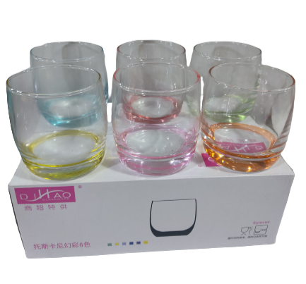 KK VASOS DE VIDRIO X6 E/CAJA NS293130        WHISKY COLORES