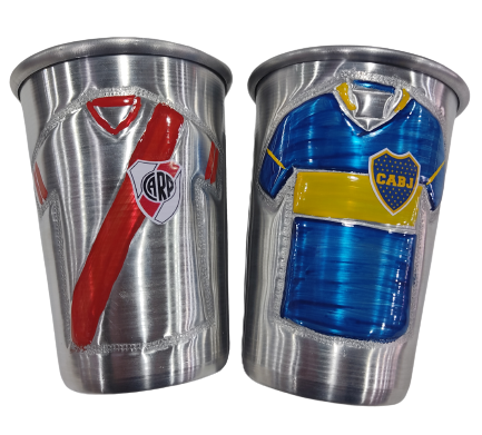 ALE.VASOS 500ML ALUMINIO CINCELADOS CAMISETA BOCA RIVER