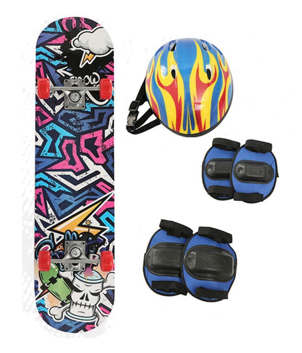 SB.SKATE GRAFFITY + KIT DE SEGURIDAD 10104 78X20CM CASCOS CODERAS RODILLERAS PATINETAS 65K