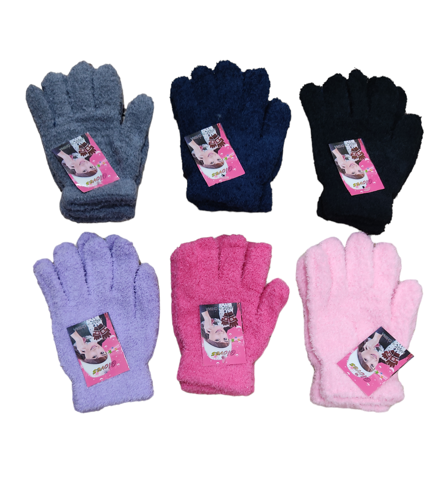 INV.GUANTES TOALLA CHICOS GT21 VIOLETA ROS   A NEGRO GRIS AZUL