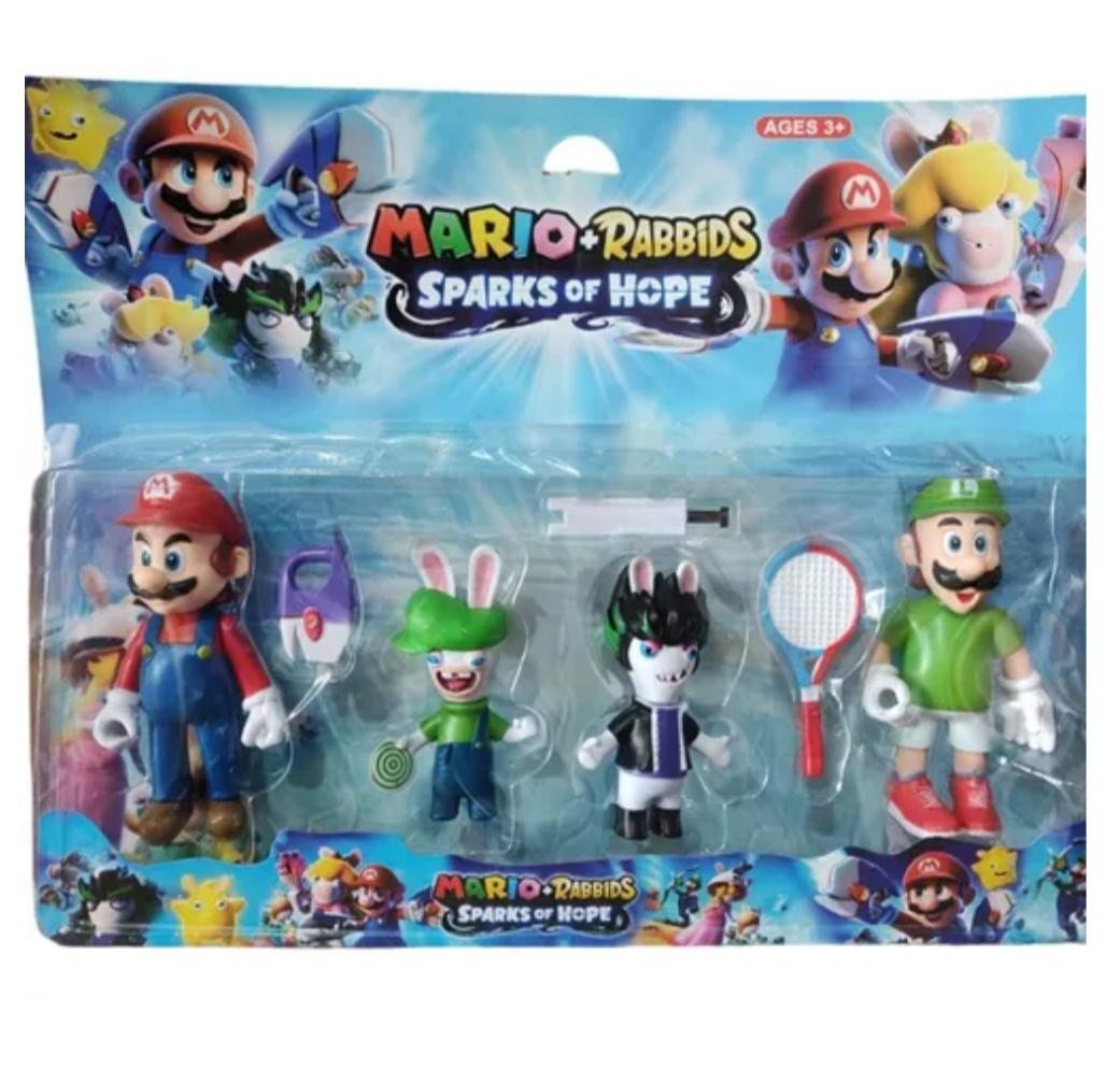 NI.MUÑECO MARIO BROSS +RABBIDS GDE. X4 E/BL