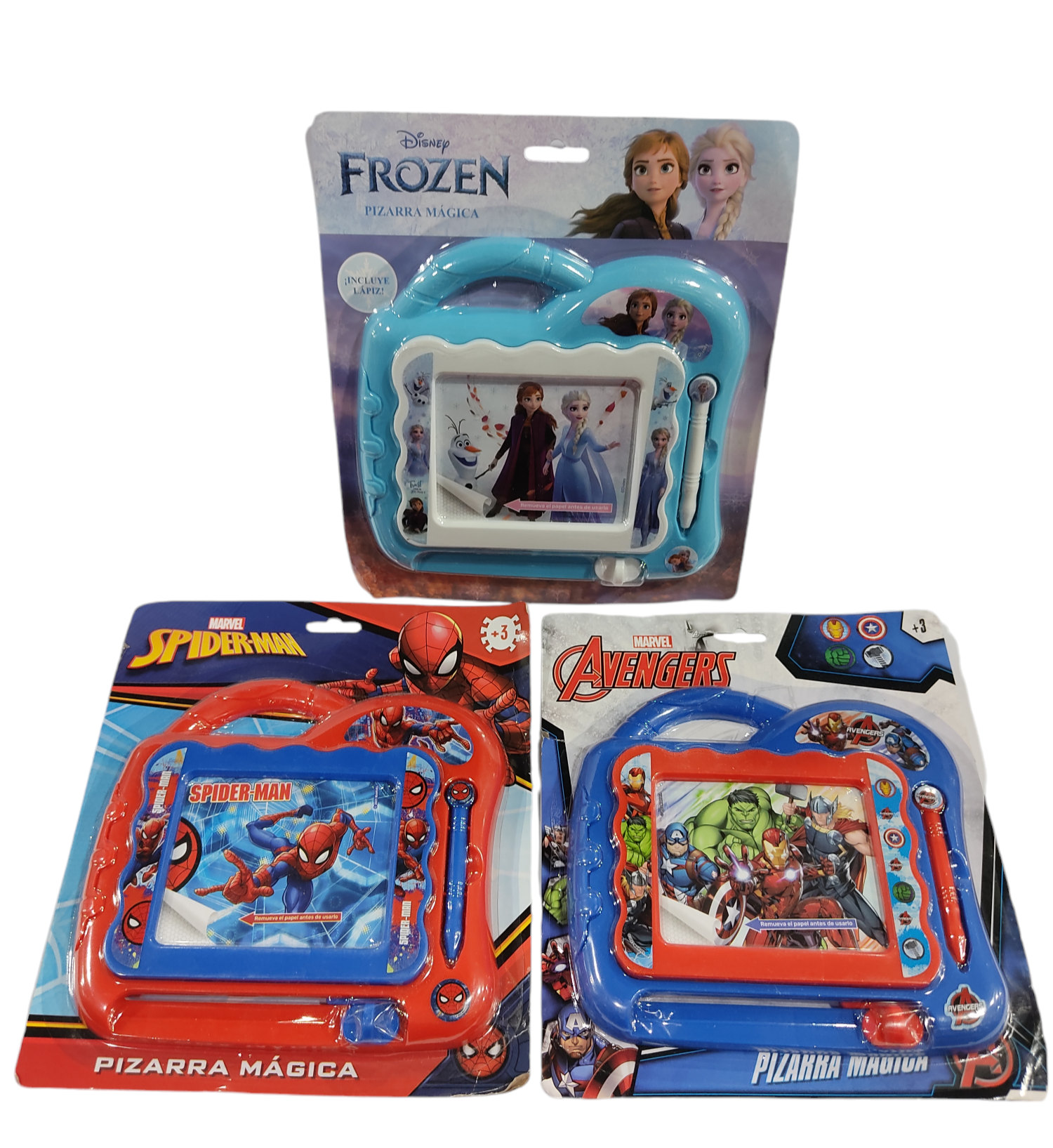 MI.PIZARRAS MAGICAS TV E/BL 18X18CM     FROZEN LOS VENGADORES HOMBRE ARAñA