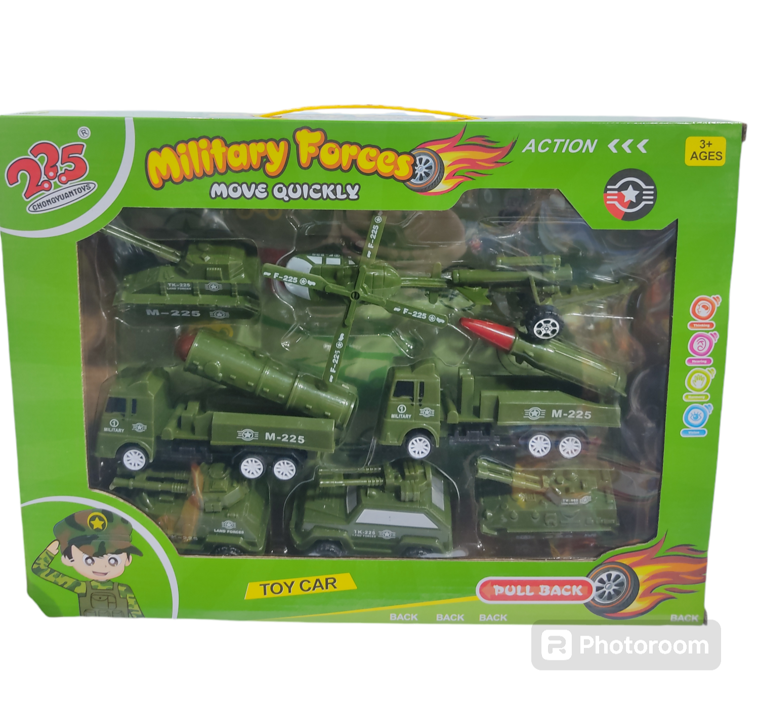 KK SET VEHICULOS MILITAR X8U E/CAJA 38X28CM AUTOS CAMIONES TANQUES HELICOPTEROS SD18893