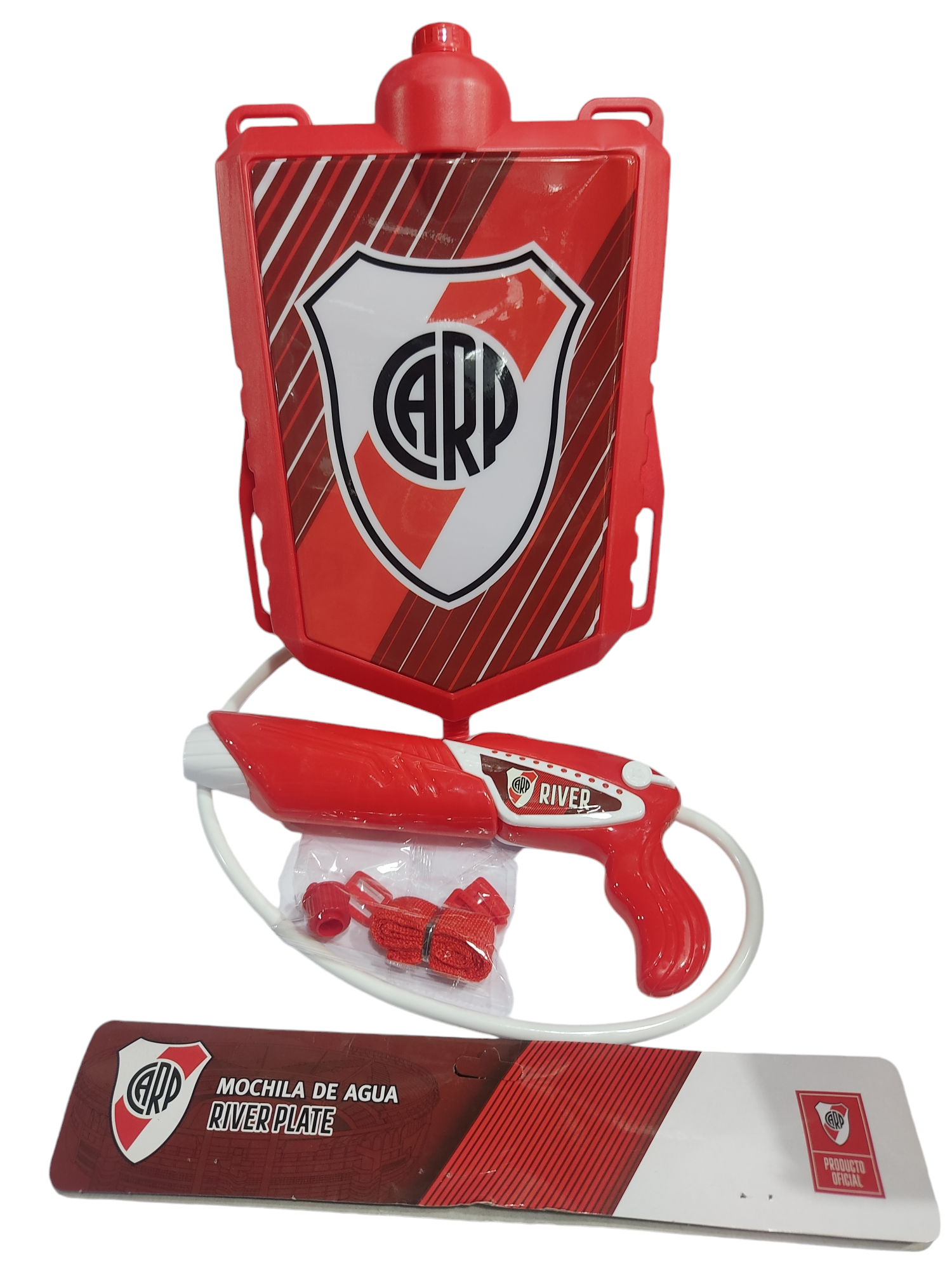 SB.MOCHILAS DE AGUA RIVER PLATE E/BOL 47X36X6CM PISTOLAS ARMAS