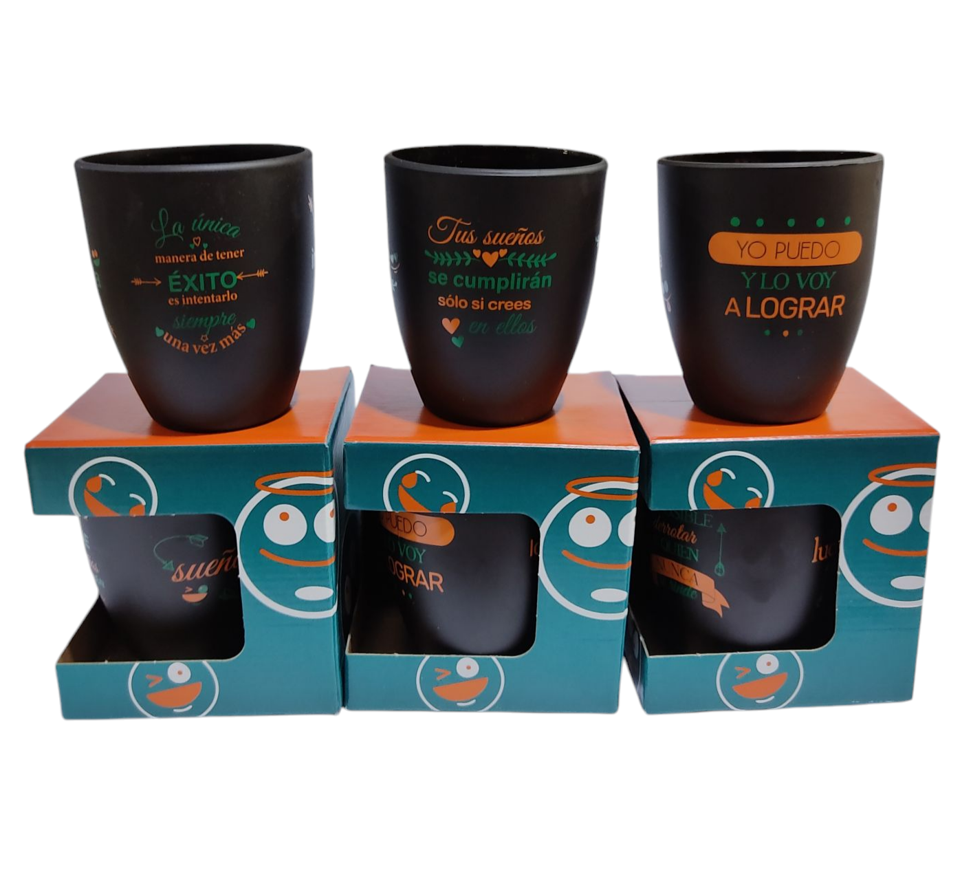 FE.TAZAS DECORADAS FRASES POSITIVAS E/CAJA JARRO MUG VIDRIO