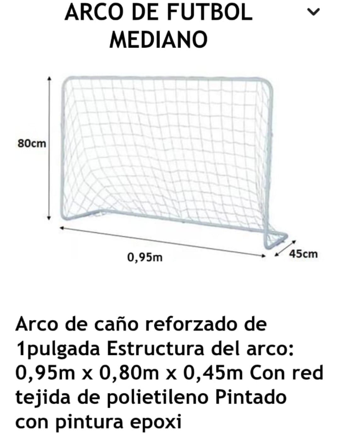 TRAD.ARCOS DE FUTBOL METAL MEDIANO COD-8000  92CM ANCHO X 77CM ALTO X45 PROF. CON RED