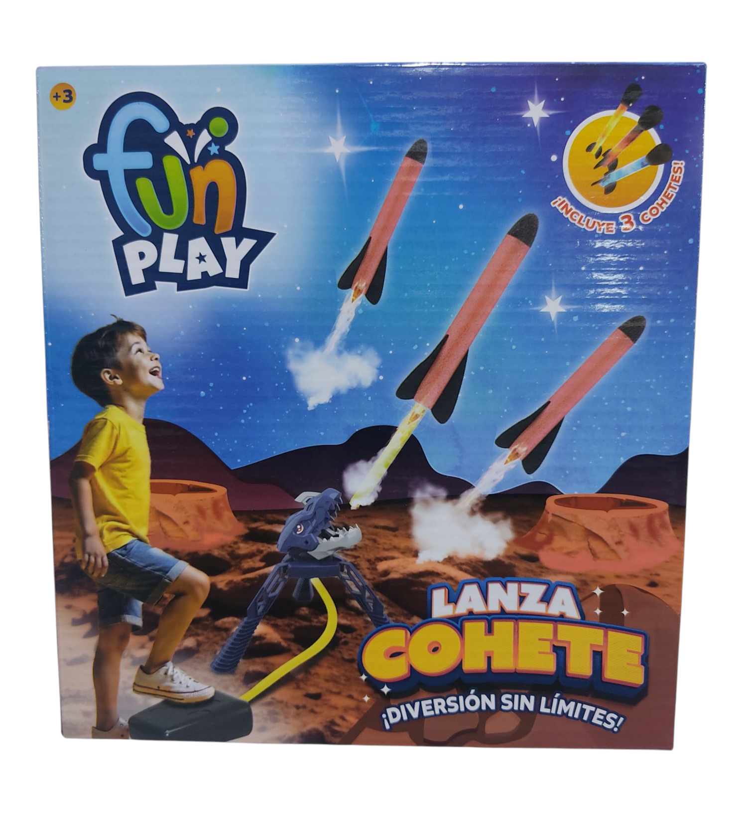 SB.LANZA COHETE C/PEDAL 55337 E/CAJA    3 COHETES C/LUZ