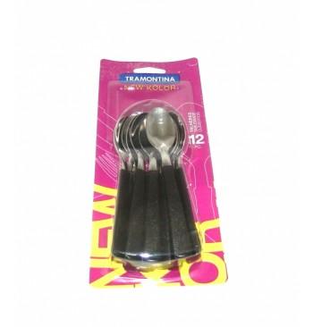 TRAMONTINA NEW KOLOR X12N CUCHARITAS 23167/900 CUBIERTOS M/PLASTICOS ORIGINAL NEGRO