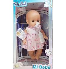 YOLY-BELL 1281 BEBE HACE PIPI/TOMA MAMADERAS  MUEVE OJOS BEBOTES ALTO:33CM