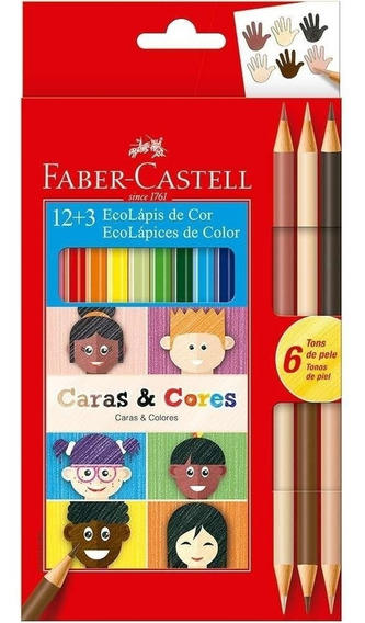 FABER CASTELL LAPIZ COLOR LARGO X12+3BICOLOR REGALO LAPICES