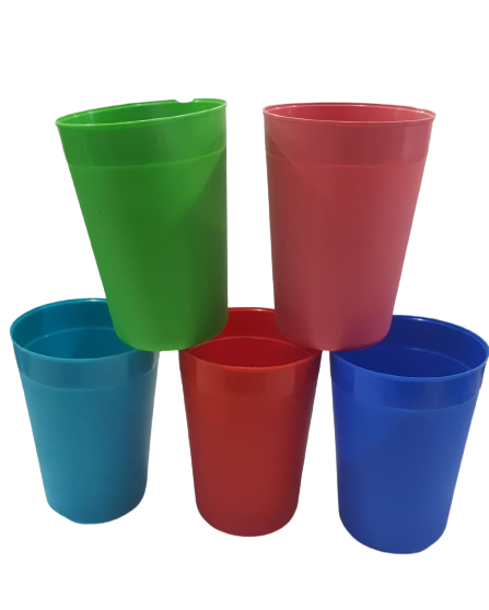 DRAZ VASOS PLASTICOS 430CC ALTO 11CM DIAM7CM VERDE-ROJO-TURQUESA-AZUL-ROSA