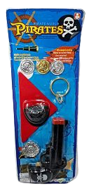 SET PIRATA E/BL.PISTOLA 10264                JUEGOS PAÑUELO + MONEDAS ARMAS PISTOLAS