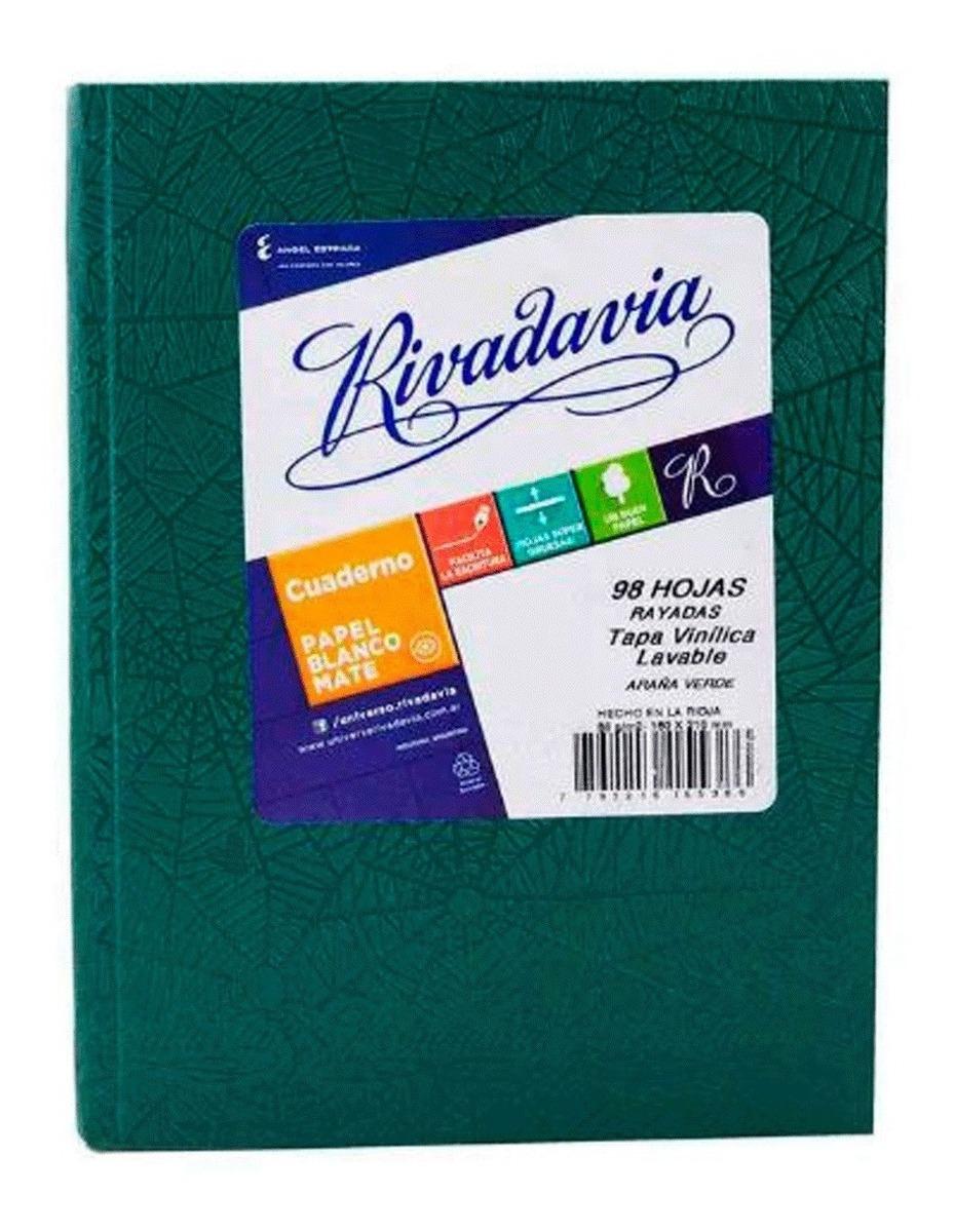 CUADERNOS RIVADAVIA X98HJ 16X21 VERDE T/D    FORRADO