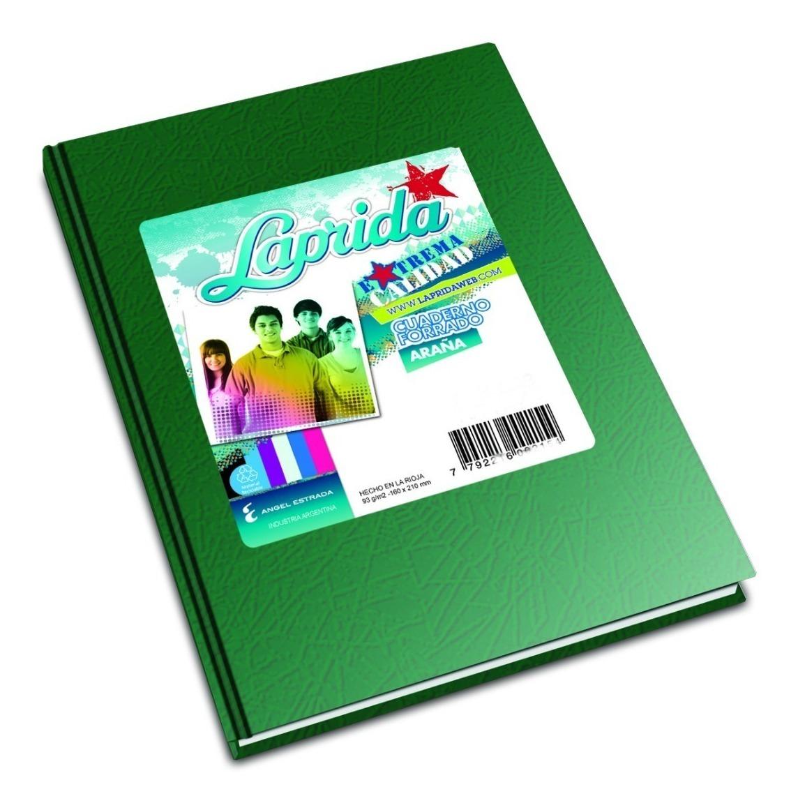 CUADERNOS LAPRIDA 16X21 50HJS VERDE RAYADO