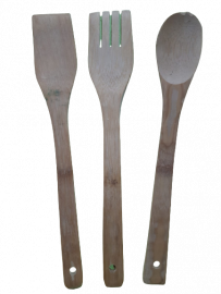 KT.UTENSILIOS X3 BAMBOO E/BOL KT5422         ESPATULAS CUCHARAS TENEDOR