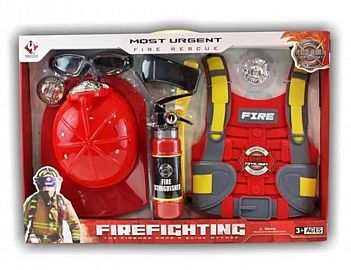 SB.SET DE BOMBEROS GDE E/CAJA 55745     CHALECOS+CASCOS+MATAFUEGOS+HACHAS+ANTEOJOS